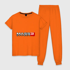 Женская пижама хлопок с принтом Mass Effect 3 в Белгороде, 100% хлопок | брюки и футболка прямого кроя, без карманов, на брюках мягкая резинка на поясе и по низу штанин | игры | компьютерная игра