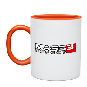 Кружка двухцветная с принтом Mass Effect 3 в Белгороде, керамика | объем — 330 мл, диаметр — 80 мм. Цветная ручка и кайма сверху, в некоторых цветах — вся внутренняя часть | Тематика изображения на принте: игры | компьютерная игра