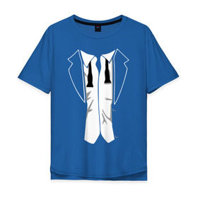 Мужская футболка хлопок Oversize с принтом Костюм с развязанной бабочкой в Белгороде, 100% хлопок | свободный крой, круглый ворот, “спинка” длиннее передней части | Тематика изображения на принте: бабочка | смокинг