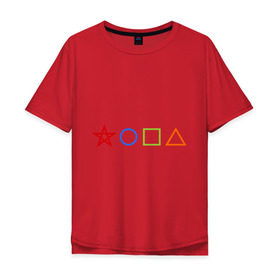 Мужская футболка хлопок Oversize с принтом Жопа геометрическая в Белгороде, 100% хлопок | свободный крой, круглый ворот, “спинка” длиннее передней части | геометрия | звезда | квадрат | круг | треугольник | фигуры | черчение