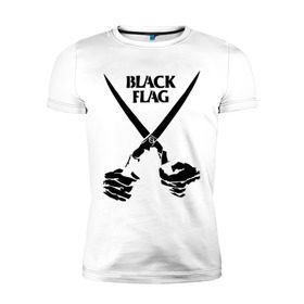 Мужская футболка премиум с принтом Black Flag (1) в Белгороде, 92% хлопок, 8% лайкра | приталенный силуэт, круглый вырез ворота, длина до линии бедра, короткий рукав | Тематика изображения на принте: hard | hardcor | hardcore | hardstyle | rock | ножницы | рок | руки | хард | хард рок