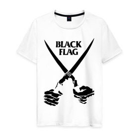 Мужская футболка хлопок с принтом Black Flag (1) в Белгороде, 100% хлопок | прямой крой, круглый вырез горловины, длина до линии бедер, слегка спущенное плечо. | hard | hardcor | hardcore | hardstyle | rock | ножницы | рок | руки | хард | хард рок