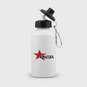 Бутылка спортивная с принтом Antifa (4) в Белгороде, металл | емкость — 500 мл, в комплекте две пластиковые крышки и карабин для крепления | антифа | антифашизм | звезда | организация | политическая