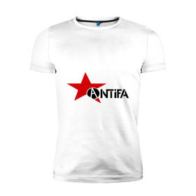 Мужская футболка премиум с принтом Antifa (4) в Белгороде, 92% хлопок, 8% лайкра | приталенный силуэт, круглый вырез ворота, длина до линии бедра, короткий рукав | Тематика изображения на принте: антифа | антифашизм | звезда | организация | политическая