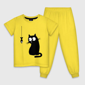 Детская пижама хлопок с принтом Кот и рыба в Белгороде, 100% хлопок |  брюки и футболка прямого кроя, без карманов, на брюках мягкая резинка на поясе и по низу штанин
 | Тематика изображения на принте: киса | киска | котенок | котик | котэ | кошка | рыбка