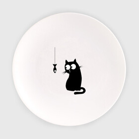 Тарелка с принтом Кот и рыба в Белгороде, фарфор | диаметр - 210 мм
диаметр для нанесения принта - 120 мм | Тематика изображения на принте: киса | киска | котенок | котик | котэ | кошка | рыбка