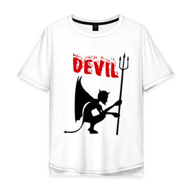 Мужская футболка хлопок Oversize с принтом Devil (3) в Белгороде, 100% хлопок | свободный крой, круглый ворот, “спинка” длиннее передней части | Тематика изображения на принте: бесенок | демон | дьявол | дьяволенок | монстрик | чертик