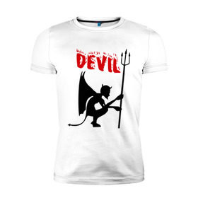 Мужская футболка премиум с принтом Devil (3) в Белгороде, 92% хлопок, 8% лайкра | приталенный силуэт, круглый вырез ворота, длина до линии бедра, короткий рукав | Тематика изображения на принте: бесенок | демон | дьявол | дьяволенок | монстрик | чертик