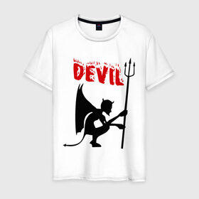Мужская футболка хлопок с принтом Devil (3) в Белгороде, 100% хлопок | прямой крой, круглый вырез горловины, длина до линии бедер, слегка спущенное плечо. | бесенок | демон | дьявол | дьяволенок | монстрик | чертик