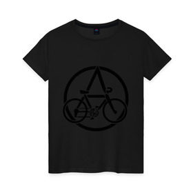 Женская футболка хлопок с принтом Anarchy Bike в Белгороде, 100% хлопок | прямой крой, круглый вырез горловины, длина до линии бедер, слегка спущенное плечо | anarchy | bike | анархизм | анархия | байк | велик | велосипед | велосипед анархия