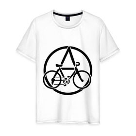 Мужская футболка хлопок с принтом Anarchy Bike в Белгороде, 100% хлопок | прямой крой, круглый вырез горловины, длина до линии бедер, слегка спущенное плечо. | anarchy | bike | анархизм | анархия | байк | велик | велосипед | велосипед анархия
