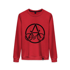 Женский свитшот хлопок с принтом Anarchy Bike в Белгороде, 100% хлопок | прямой крой, круглый вырез, на манжетах и по низу широкая трикотажная резинка  | anarchy | bike | анархизм | анархия | байк | велик | велосипед | велосипед анархия