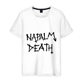 Мужская футболка хлопок с принтом Napalm death лого в Белгороде, 100% хлопок | прямой крой, круглый вырез горловины, длина до линии бедер, слегка спущенное плечо. | death metal