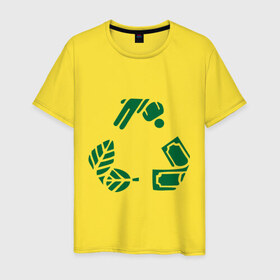 Мужская футболка хлопок с принтом Переработка в Белгороде, 100% хлопок | прямой крой, круглый вырез горловины, длина до линии бедер, слегка спущенное плечо. | деньги | знак | круговорот | люди | политические | природа
