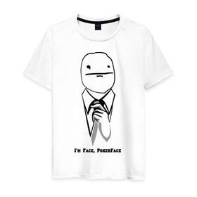 Мужская футболка хлопок с принтом I\`m Face, PokerFace в Белгороде, 100% хлопок | прямой крой, круглый вырез горловины, длина до линии бедер, слегка спущенное плечо. | 