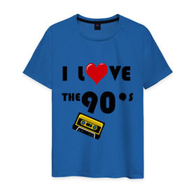 Мужская футболка хлопок с принтом i love 90 `s в Белгороде, 100% хлопок | прямой крой, круглый вырез горловины, длина до линии бедер, слегка спущенное плечо. | 90 e | i love | i love the 90s | касета | кассета | музыка | музыка 90 х | я люблю | я люблю 90е