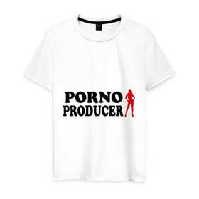 Мужская футболка хлопок с принтом Porno Producer в Белгороде, 100% хлопок | прямой крой, круглый вырез горловины, длина до линии бедер, слегка спущенное плечо. | producer | продюссер