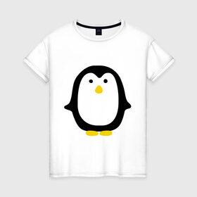 Женская футболка хлопок с принтом Пингвин маленький в Белгороде, 100% хлопок | прямой крой, круглый вырез горловины, длина до линии бедер, слегка спущенное плечо | пингвин
