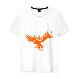 Мужская футболка хлопок с принтом Орел огненный в Белгороде, 100% хлопок | прямой крой, круглый вырез горловины, длина до линии бедер, слегка спущенное плечо. | 