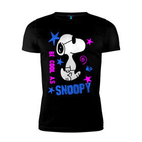 Мужская футболка премиум с принтом Be cool as Snoopy в Белгороде, 92% хлопок, 8% лайкра | приталенный силуэт, круглый вырез ворота, длина до линии бедра, короткий рукав | snoopy | будь крутым как снупи | мультик | мультики | мультфильмы | снупи | собачка снупи