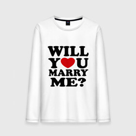 Мужской лонгслив хлопок с принтом Will You Marry Me? в Белгороде, 100% хлопок |  | будь моей женой | влюбленным | выйдешь ли ты за меня | выходи за меня | выходи замуж | молодожены | предложение | предложение руки и сердца