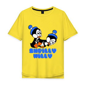 Мужская футболка хлопок Oversize с принтом shpilly willy в Белгороде, 100% хлопок | свободный крой, круглый ворот, “спинка” длиннее передней части | мультик | мультфильм | пингвинчики | пингвины | шпили вили