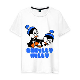 Мужская футболка хлопок с принтом shpilly willy в Белгороде, 100% хлопок | прямой крой, круглый вырез горловины, длина до линии бедер, слегка спущенное плечо. | мультик | мультфильм | пингвинчики | пингвины | шпили вили