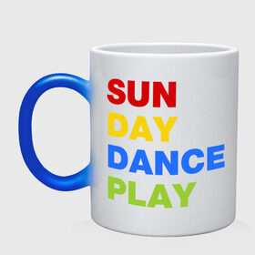 Кружка хамелеон с принтом Sun Day Dance Play в Белгороде, керамика | меняет цвет при нагревании, емкость 330 мл | dance | day | play | sun | день | игра | настроение | солнце | танец