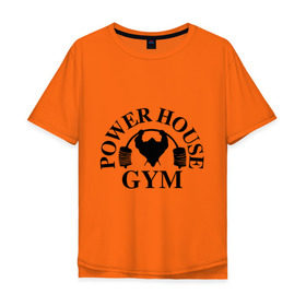 Мужская футболка хлопок Oversize с принтом Power House Gym в Белгороде, 100% хлопок | свободный крой, круглый ворот, “спинка” длиннее передней части | Тематика изображения на принте: power house gym | бодибилдинг | для качков | жим | качкам | силовой спорт | силовой экстрим | спорт