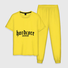 Мужская пижама хлопок с принтом Hardcor united в Белгороде, 100% хлопок | брюки и футболка прямого кроя, без карманов, на брюках мягкая резинка на поясе и по низу штанин
 | 