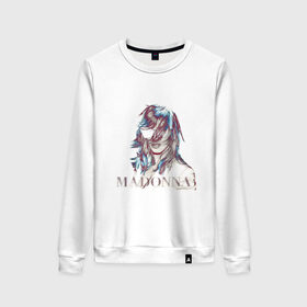 Женский свитшот хлопок с принтом Madonna в Белгороде, 100% хлопок | прямой крой, круглый вырез, на манжетах и по низу широкая трикотажная резинка  | madona | madonna | знаменитость | знаменитые личности | мадона | мадонна | музыка | портрет