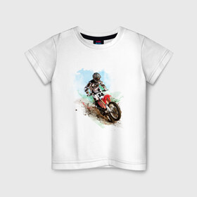 Детская футболка хлопок с принтом MOTO X в Белгороде, 100% хлопок | круглый вырез горловины, полуприлегающий силуэт, длина до линии бедер | байкеры | для байкеров | для мотоциклистов | мото | мото кросс | мотокросс | мотоциклы