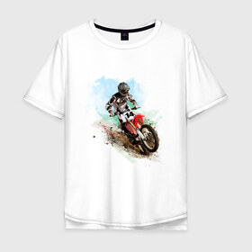 Мужская футболка хлопок Oversize с принтом MOTO X в Белгороде, 100% хлопок | свободный крой, круглый ворот, “спинка” длиннее передней части | байкеры | для байкеров | для мотоциклистов | мото | мото кросс | мотокросс | мотоциклы