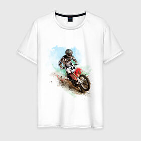 Мужская футболка хлопок с принтом MOTO X в Белгороде, 100% хлопок | прямой крой, круглый вырез горловины, длина до линии бедер, слегка спущенное плечо. | байкеры | для байкеров | для мотоциклистов | мото | мото кросс | мотокросс | мотоциклы