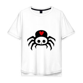 Мужская футболка хлопок Oversize с принтом Spider-Skull в Белгороде, 100% хлопок | свободный крой, круглый ворот, “спинка” длиннее передней части | скелет