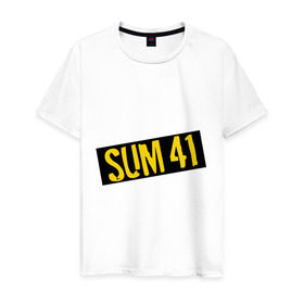 Мужская футболка хлопок с принтом Панк-группа Sum-41 в Белгороде, 100% хлопок | прямой крой, круглый вырез горловины, длина до линии бедер, слегка спущенное плечо. | punk | rock | sum 41 | логотип | музыка | панк | рок | рок группы | рок музыка