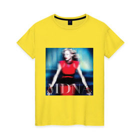 Женская футболка хлопок с принтом MDNA в Белгороде, 100% хлопок | прямой крой, круглый вырез горловины, длина до линии бедер, слегка спущенное плечо | madona | madonna | mdna | знаменитость | мадона | мадонна | музыка | певица