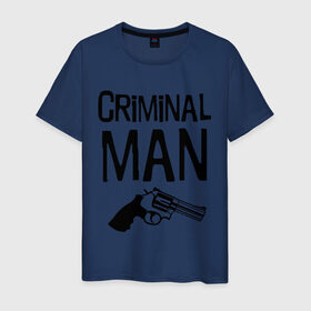 Мужская футболка хлопок с принтом Criminal man в Белгороде, 100% хлопок | прямой крой, круглый вырез горловины, длина до линии бедер, слегка спущенное плечо. | бандит | бандиты | валера | для пацанов | криминал | пацанские | пацаны | пистолет | револьвер