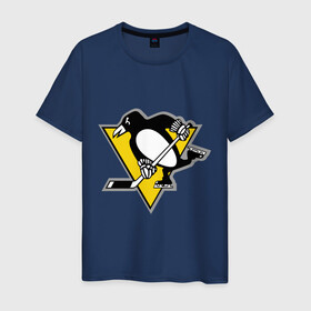Мужская футболка хлопок с принтом Pittsburgh Penguins (10) в Белгороде, 100% хлопок | прямой крой, круглый вырез горловины, длина до линии бедер, слегка спущенное плечо. | Тематика изображения на принте: пингвин