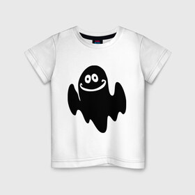 Детская футболка хлопок с принтом Привидение с улыбкой в Белгороде, 100% хлопок | круглый вырез горловины, полуприлегающий силуэт, длина до линии бедер | дух | жуть | монстр | нечисть | привидение | призрак