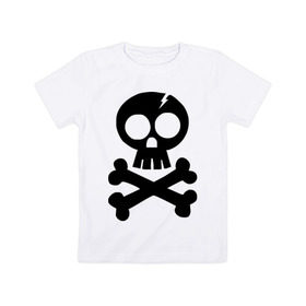 Детская футболка хлопок с принтом Череп и кости принт в Белгороде, 100% хлопок | круглый вырез горловины, полуприлегающий силуэт, длина до линии бедер | пират
