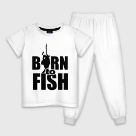 Детская пижама хлопок с принтом Born to fish в Белгороде, 100% хлопок |  брюки и футболка прямого кроя, без карманов, на брюках мягкая резинка на поясе и по низу штанин
 | born to fish | для рыбака | крючок | на крючке | рыба | рыбак | рыбаку | рыбалка | улов
