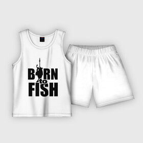 Детская пижама с шортами хлопок с принтом Born to fish в Белгороде,  |  | born to fish | для рыбака | крючок | на крючке | рыба | рыбак | рыбаку | рыбалка | улов