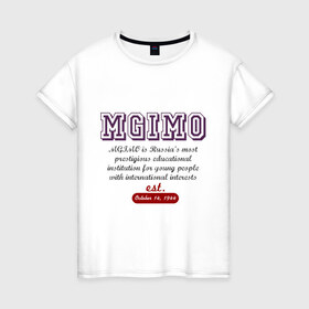 Женская футболка хлопок с принтом Мгимо в Белгороде, 100% хлопок | прямой крой, круглый вырез горловины, длина до линии бедер, слегка спущенное плечо | mgimo | uneversity | univer | мгимо | университетские | универские