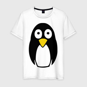 Мужская футболка хлопок с принтом Милый пингвин в Белгороде, 100% хлопок | прямой крой, круглый вырез горловины, длина до линии бедер, слегка спущенное плечо. | Тематика изображения на принте: пингвин