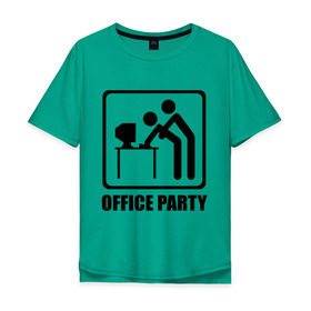 Мужская футболка хлопок Oversize с принтом Office Party в Белгороде, 100% хлопок | свободный крой, круглый ворот, “спинка” длиннее передней части | ofice | зарплата | коллеги | компьютер | начальник | офис | работа | работник | сотрудники