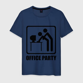 Мужская футболка хлопок с принтом Office Party в Белгороде, 100% хлопок | прямой крой, круглый вырез горловины, длина до линии бедер, слегка спущенное плечо. | ofice | зарплата | коллеги | компьютер | начальник | офис | работа | работник | сотрудники