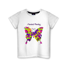 Детская футболка хлопок с принтом Fantastic Painting в Белгороде, 100% хлопок | круглый вырез горловины, полуприлегающий силуэт, длина до линии бедер | бабочка | крылья