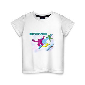 Детская футболка хлопок с принтом SkyDiving принт в Белгороде, 100% хлопок | круглый вырез горловины, полуприлегающий силуэт, длина до линии бедер | sky diving | воздушный | параплан | парашут | парашют | прыжки | самолет | скай дайвинг | скайдайвинг
