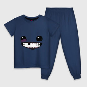 Детская пижама хлопок с принтом Super Meat Boy: Face в Белгороде, 100% хлопок |  брюки и футболка прямого кроя, без карманов, на брюках мягкая резинка на поясе и по низу штанин
 | зубастик | зубы | игра | компьютерные игры | лицо | рожа | рожица
